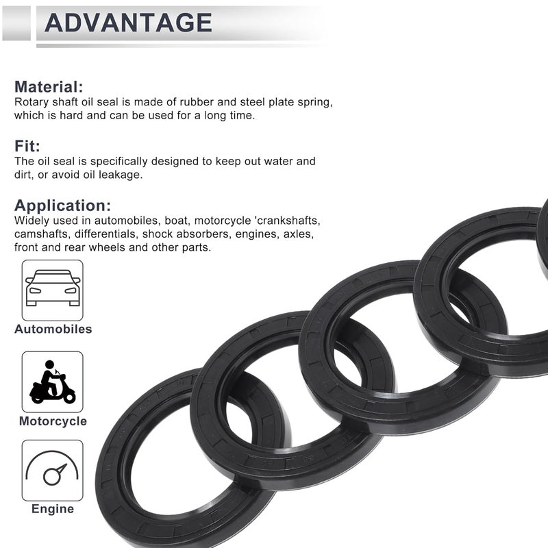 RATCHROLL Universal Oil Seal TC Double Lip W Steel Spring Seal Ring Rotary Shaft Seal 55x80x10mm High Pressure NBR Rubber Black 5 Pcs - Image 4